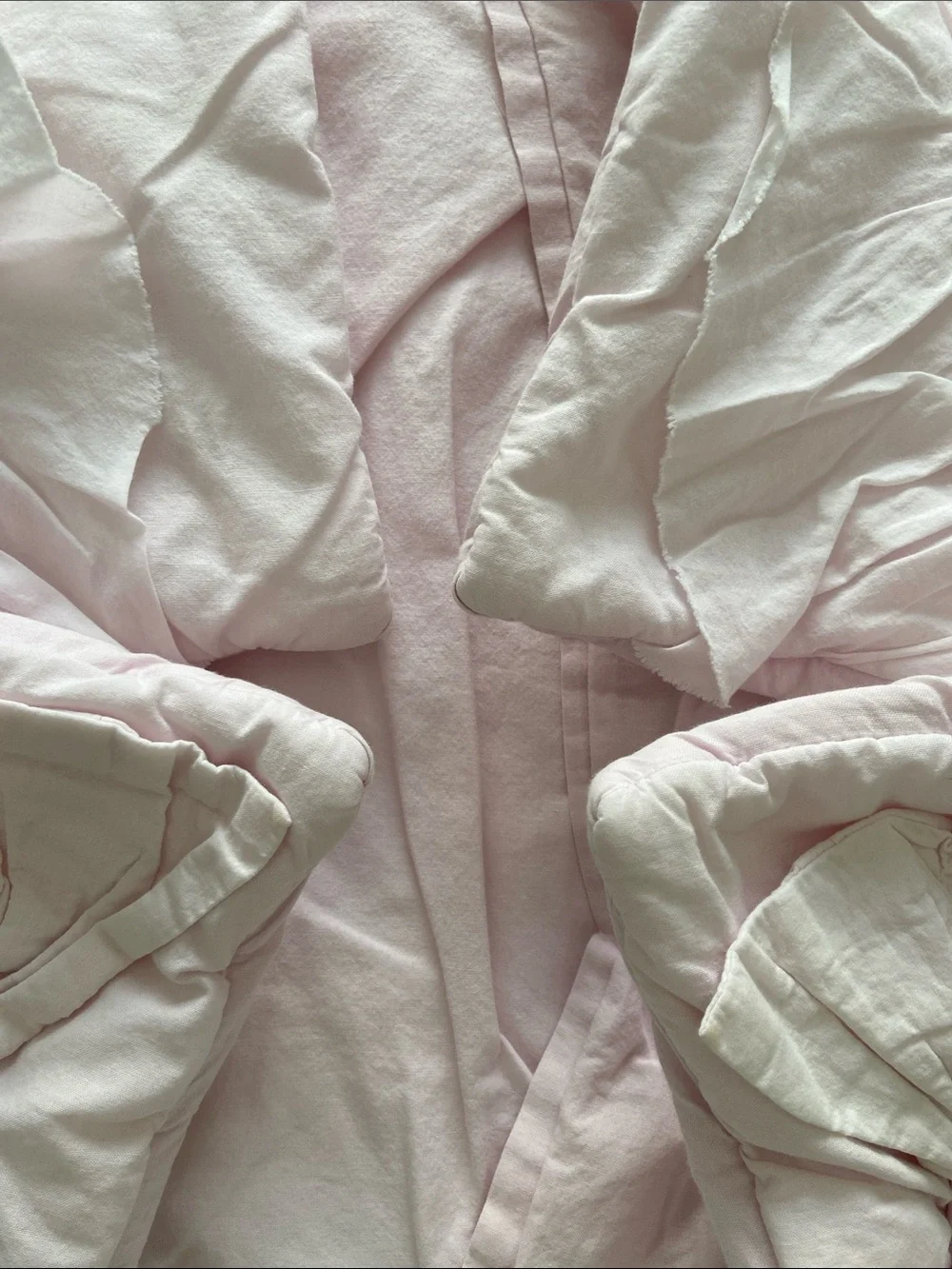 LoveShackFancy Pottery Barn Pale Pink Ruffle Bow Pillowcases Shams (Pair)